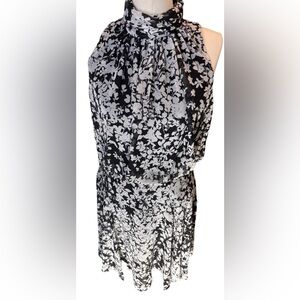 Just Taylor High Neck Sleeveless Drop Waist Dress Black White Floral Lined Sz10